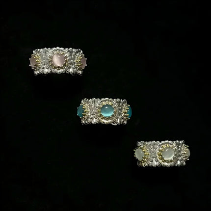 Celeste Silver-Tone Floral Open Ring