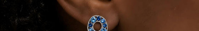 Model wearing the Azure Halo Stud Earrings
