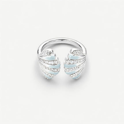 Azure Wing silver cuff ring with aqua-blue accents
