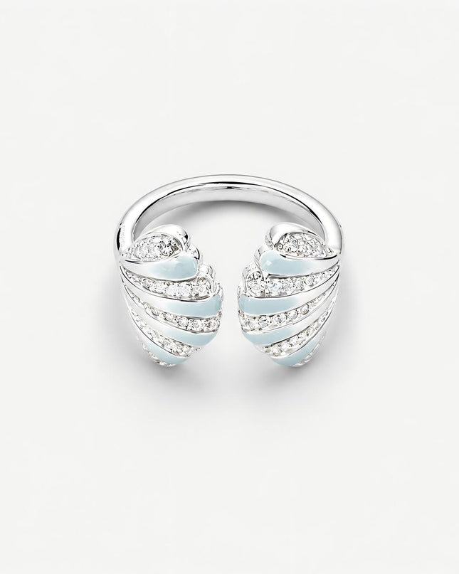 Azure Wing silver cuff ring with aqua-blue accents