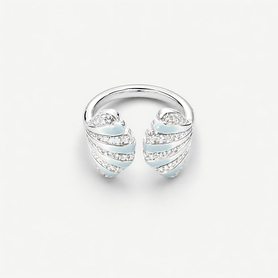 Azure Wing silver cuff ring with aqua-blue accents
