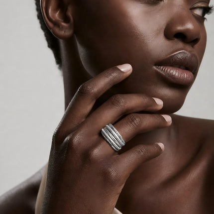 Model wearing the Silver Layered Cuff Ring