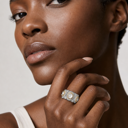 Celeste Silver-Tone Floral Open Ring