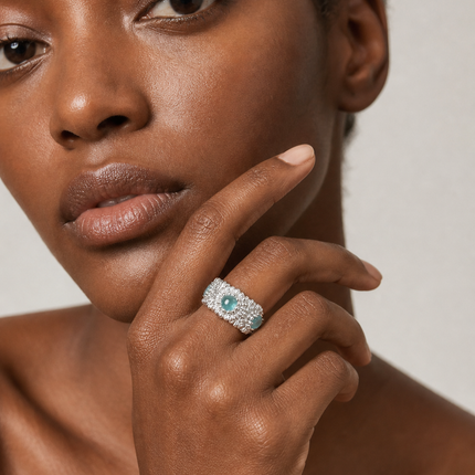 Celeste Silver-Tone Floral Open Ring